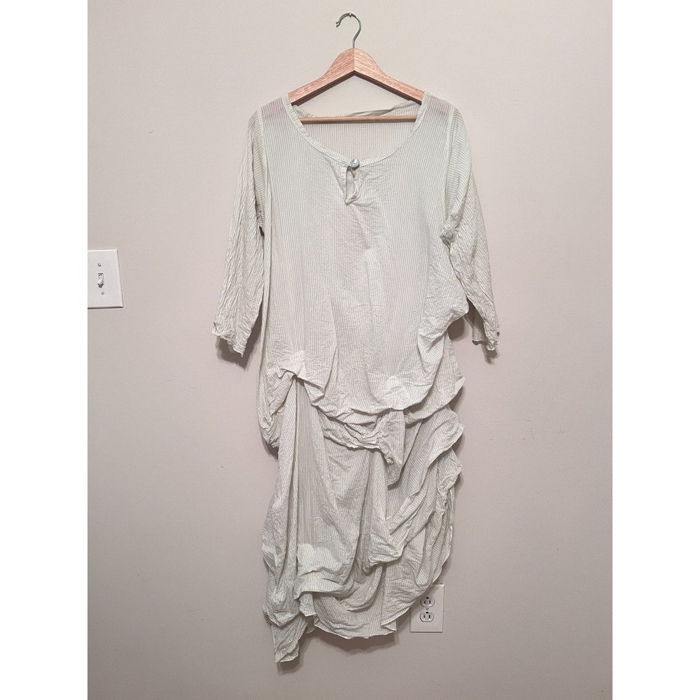 Magnolia Pearl Dress Linen Striped Ruched Gathered Love Collection